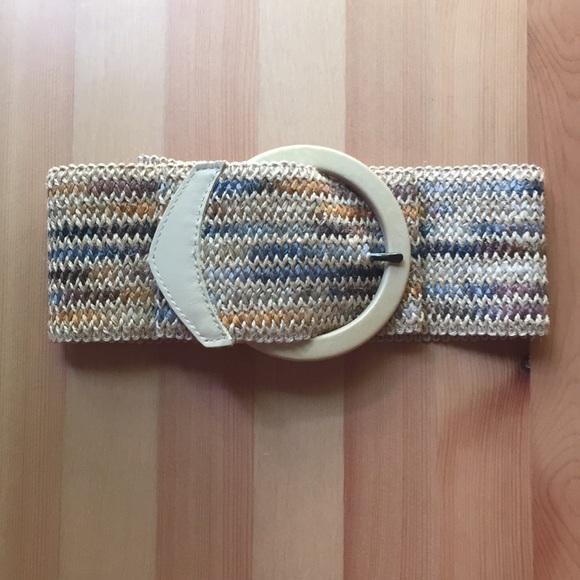 Anthropologie Accessories - Anthropologie cream circle buckle wide belt